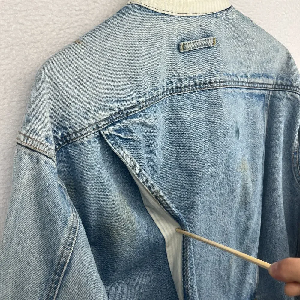 LEVIS Jacket Mens L White Tab Vented Denim Trucker 1987 80s Red Batwing USA VTG